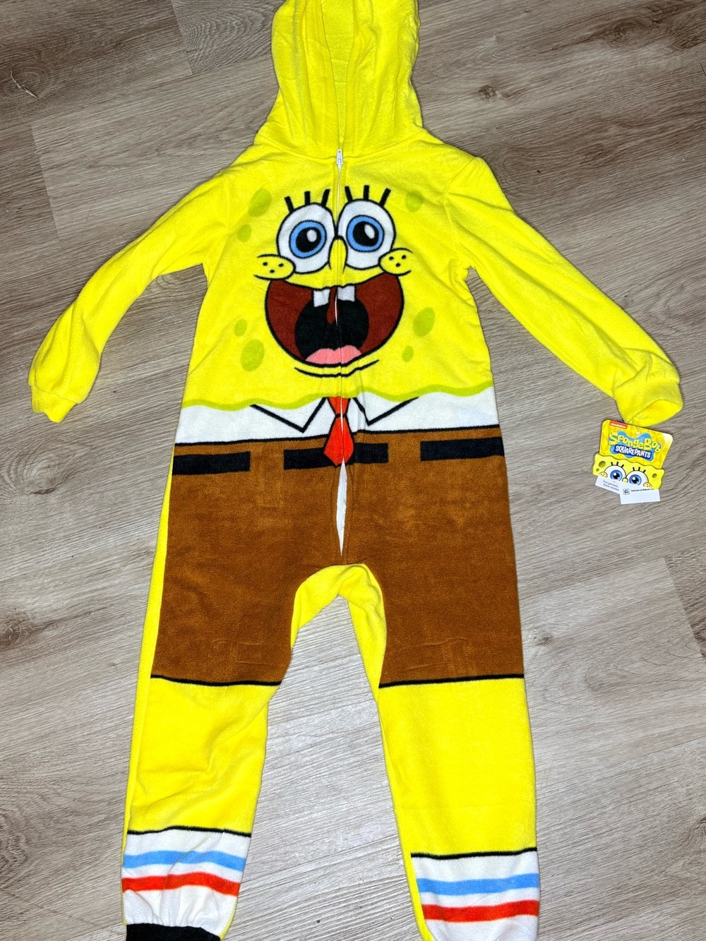 Nickelodeon SpongeBob SquarePants Yellow Brown Hooded One-Piece Pajamas
